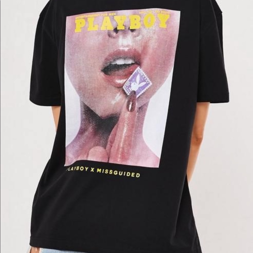 PlayboyxMisguided magazine print oversized tee